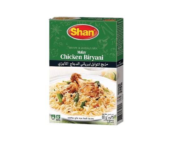 Shan Malay Chicken Biryani Recipe & Masala Mix 60g – Authentic Malaysian Style Biryani Spice Mix